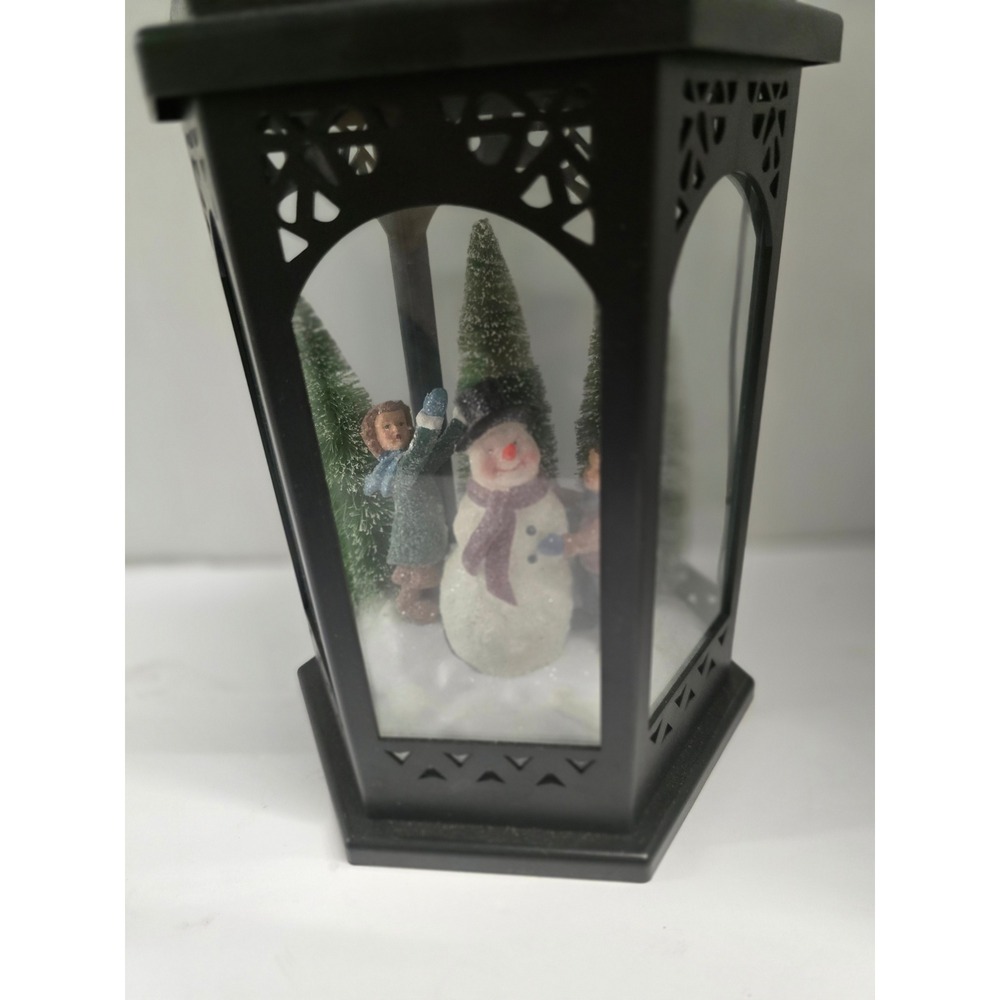 Christmas Snowman Winter Scene Light Up Lantern Black Holiday Decor Decorative